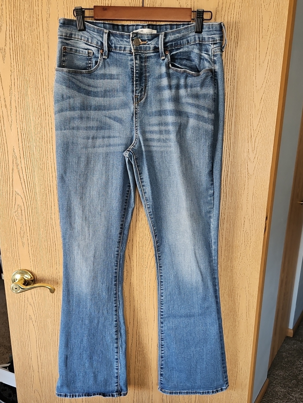 Light Blue Flare Jeans with Faded Detailing